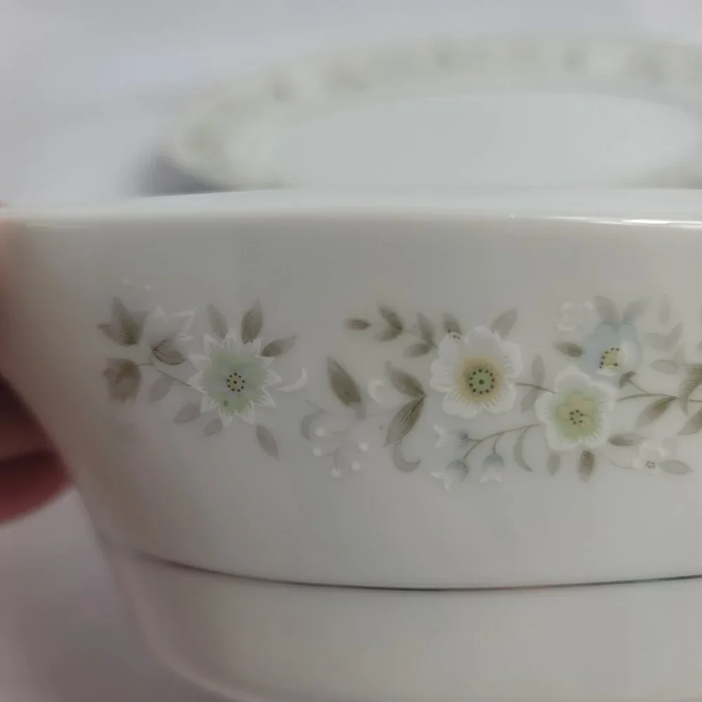 Imperial China Wild Flower Gravy Boat With Underplate Green Blue & White Flowers
